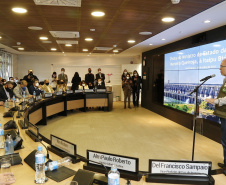 O secretário de Estado da Saúde, Beto Preto acompanha o ministro da Saúde, Marcelo Queiroga, nesta terça-feira (20) na Itaipu Binacional  em Foz do Iguaçu. Foto: Gilson Abreu/AEN