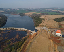 A terceira unidade geradora de energia na casa de força principal da Pequena Central Hidrelétrica Bela Vista começou a operar comercialmente esta semana. A usina está instalada no rio Chopim, entre os municípios de Verê e São João, no sudoeste do Paraná.  -  Curitiba, 17/08/2021  -  Foto: Copel