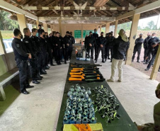 Agentes penitenciários de todo o Estado participaram de um curso de Tecnologias Não Letais (TNL) ofertado pela Condor em parceria com a Escola de Formação e Aperfeiçoamento Penitenciário (Espen). Ao todo, 32 profissionais tiveram aulas teóricas e práticas que aconteceram no Complexo Penitenciário de Piraquara, na Região Metropolitana de Curitiba.   -  Curitiba, 23/08/2021  -  Foto: DEPEN-PR