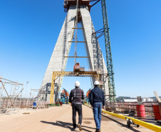 Obra da Ponte da Integração Brasil-Paraguai atinge 67% de execução em agosto. Foto: Rodrigo Felix Leal/AEN