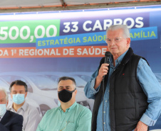 O governador em exercício Darci Piana e o secretário estadual da Saúde, Beto Preto, entregam nesta quarta-feira (13),  veículos da Estratégia da Saúde da Família aos municípios da 1ª Regional de Saúde de Paranaguá, além de computadores para renovação e modernização do parque tecnológico da Sesa. Na foto, deputado Nelson Justus.  13/10/2021 - Foto: Geraldo Bubniak/AEN