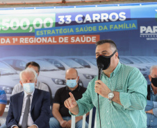 O governador em exercício Darci Piana e o secretário estadual da Saúde, Beto Preto, entregam nesta quarta-feira (13),  veículos da Estratégia da Saúde da Família aos municípios da 1ª Regional de Saúde de Paranaguá, além de computadores para renovação e modernização do parque tecnológico da Sesa.13/10/2021 - Foto: Geraldo Bubniak/AEN