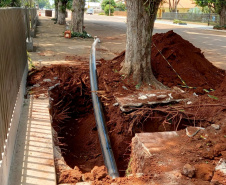 A Sanepar iniciou obra de implantação de 2,3 quilômetros de tubulações (anéis) de distribuição de água em Maripá, no Oeste do Paraná, com o objetivo de atender à demanda crescente de consumo na cidade.-  Curitiba, 13/10/2021  -  Foto: Sanepar