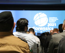Nesta quarta-feira (03/11), em Foz do Iguaçu, região oeste do Paraná, foi aberto oficialmente o InterForensics, maior evento de Ciências Forenses da América Latina, que reúne, em um único lugar, renomados nomes nacionais e internacionais das mais diversas áreas deste setor. - Foz do Iguaçu, -3/11/2021 - Foto: SESP_PR