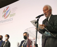 Nesta quarta-feira (03/11), em Foz do Iguaçu, região oeste do Paraná, foi aberto oficialmente o InterForensics, maior evento de Ciências Forenses da América Latina, que reúne, em um único lugar, renomados nomes nacionais e internacionais das mais diversas áreas deste setor. - Foz do Iguaçu, -3/11/2021 - Foto: SESP_PR