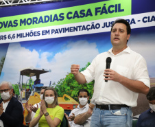 O governador Carlos Massa Ratinho Junior confirmou nesta quinta-feira (04) uma série de investimentos para Cianorte, na Região Noroeste. Foto: Ari Dias/AEN