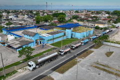 Sanepar reforça abastecimento com bags gigantes, 26 caminhões-pipa e troca de adutoras no Litoral