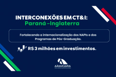 Fundação Araucária lança chamada de R$ 3 milhões para fortalecer cooperação científica entre Paraná e Inglaterra