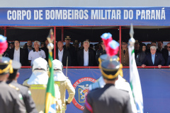 O governador Darci Piana participou nesta quinta-feira (8) do Aniversario bombeiros no Guatupê