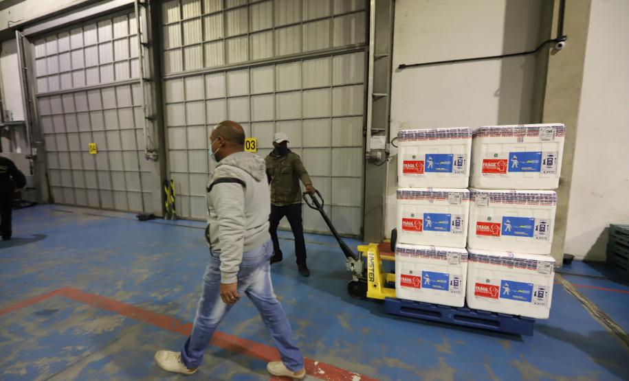 O Governo do Estado recebeu nesta sexta-feira (12), vacinas contra a Covid-19. Os imunizantes sao AstraZeneca/Fiocruz e Pfizer - Curitiba, 12/11/2021 - Foto: Geraldo Bubniak/AEN