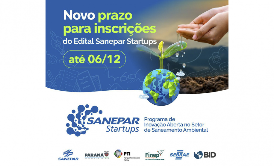 Companhia estende prazo de inscrições do Sanepar Startups até 6 de dezembro