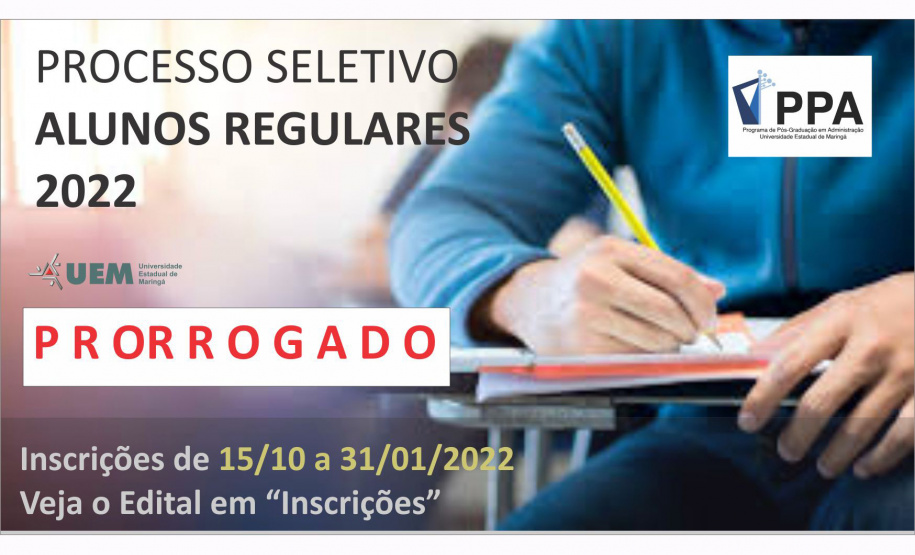 UEM prorroga para 31 de janeiro inscrições para mestrado e doutorado em Administração