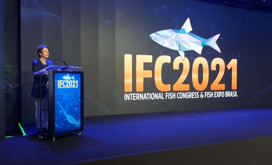 Abertura oficial da III International Fish Congress & Fish Expo Brasil 2021, que se realiza até sexta-feira (26) em Foz do Iguaçu. Foto:SEAB