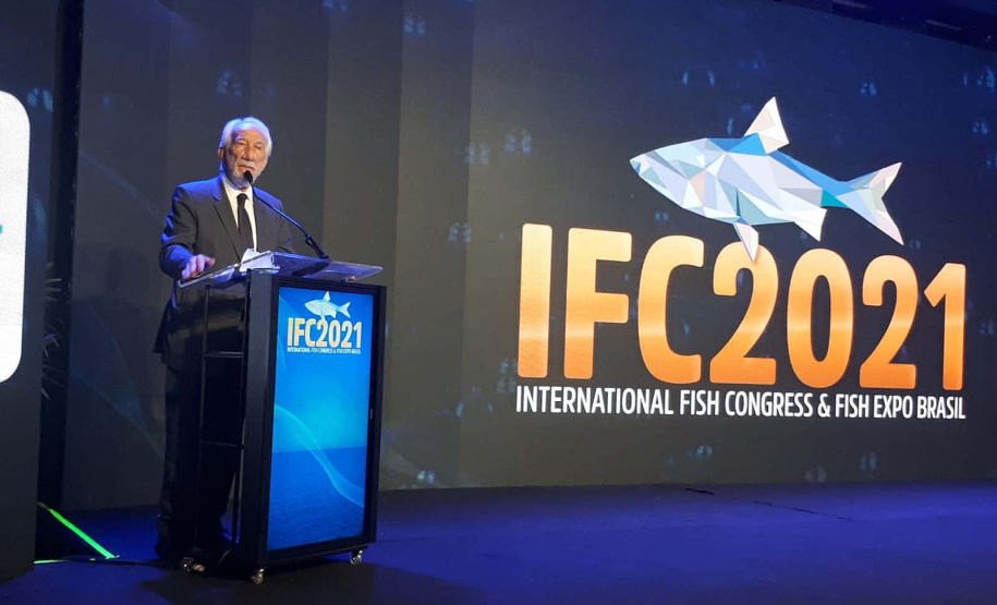 Abertura oficial da III International Fish Congress & Fish Expo Brasil 2021, que se realiza até sexta-feira (26) em Foz do Iguaçu. Foto:SEAB