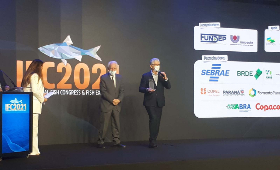 Abertura oficial da III International Fish Congress & Fish Expo Brasil 2021, que se realiza até sexta-feira (26) em Foz do Iguaçu. Foto:SEAB