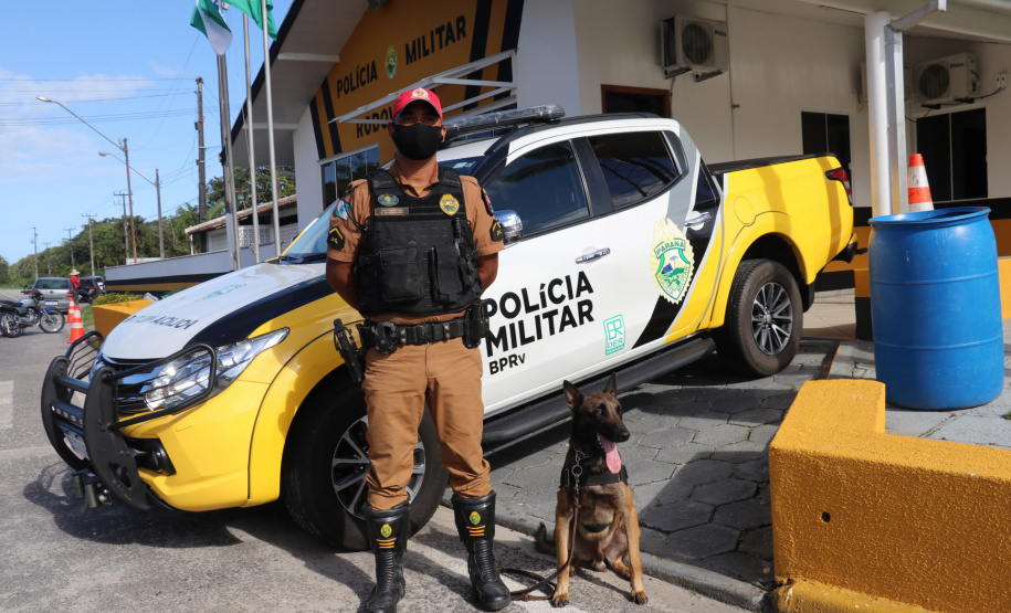 Polícia Militar aplica cães de faro contra o tráfico de drogas no Litoral