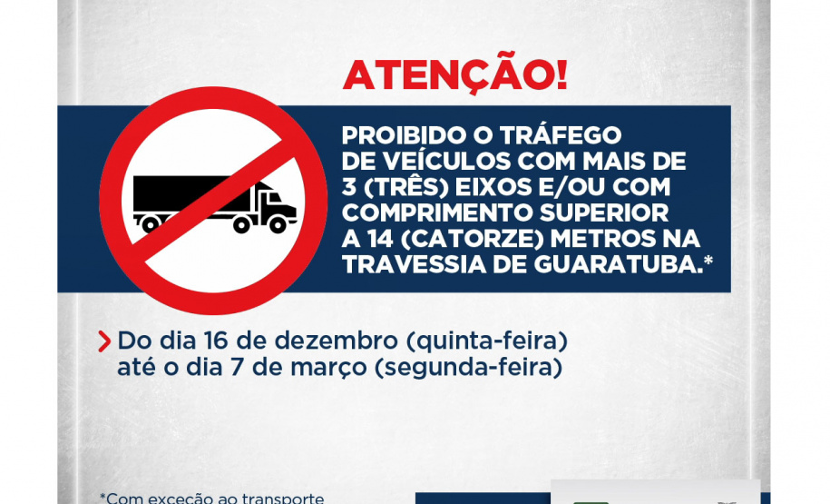 Restrição de veículos no ferry boat