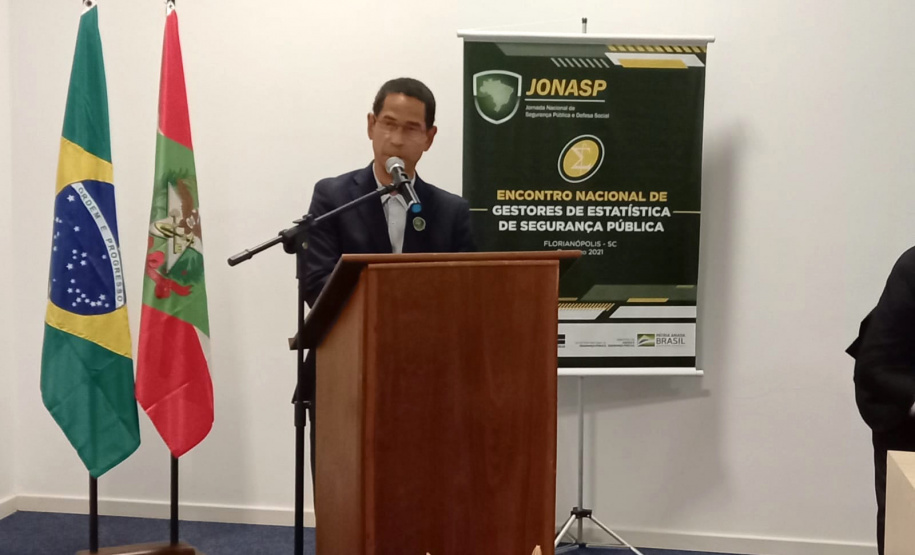 O Secretário da Segurança Pública do Paraná, Romulo Marinho Soares, participou nesta quarta-feira (08/11) do I Encontro Nacional de Gestores de Estatística de Segurança Pública. - Florianópolis, 09/12/2021