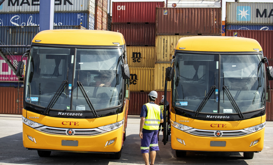 Em grande operação, Porto de Paranaguá embarca 154 ônibus para a Costa do Marfim