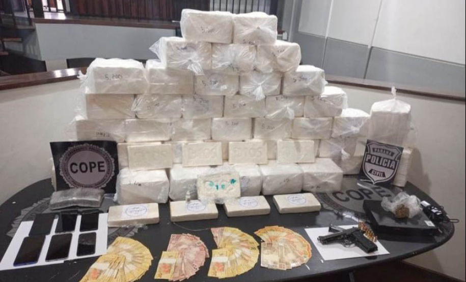 PCPR apreende 240 quilos de cocaína e prende cinco pessoas em Curitiba e RMC