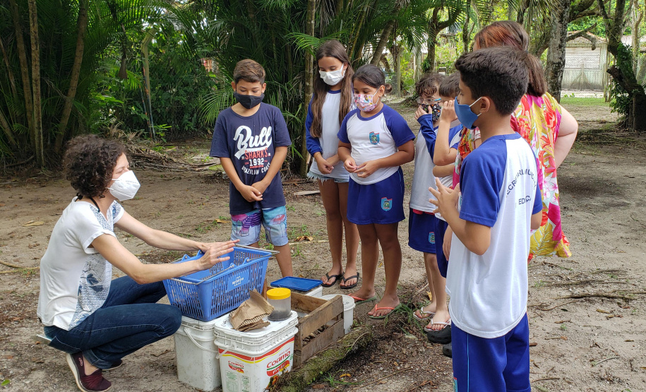 Aula prática de compostagem na Ilha do Mel