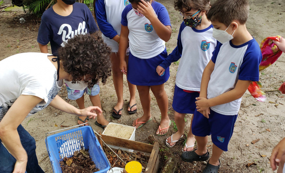 Aula prática de compostagem na Ilha do Mel