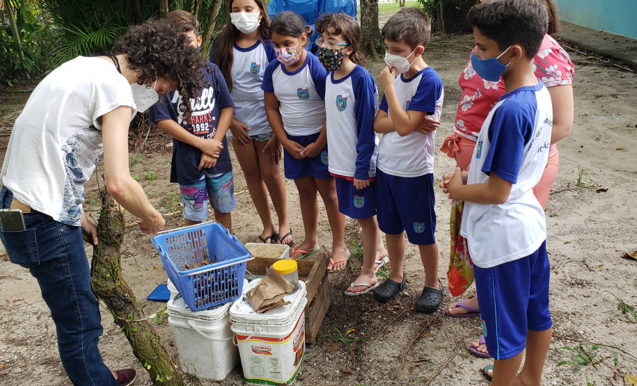 Aula prática de compostagem na Ilha do Mel