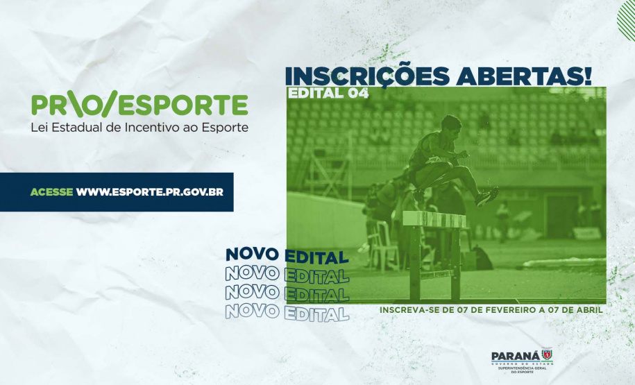Proesporte abre inscrições do Edita com aporte de R$ 9 milhões