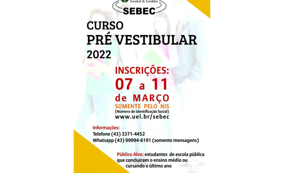 Curso Pré-Vestibular da UEL divulga prazos e novidades para a seleção de 2022