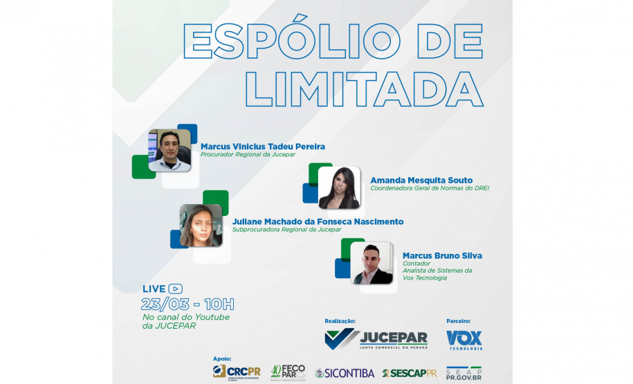 Live da Jucepar sobre Espólio em Sociedades Limitadas