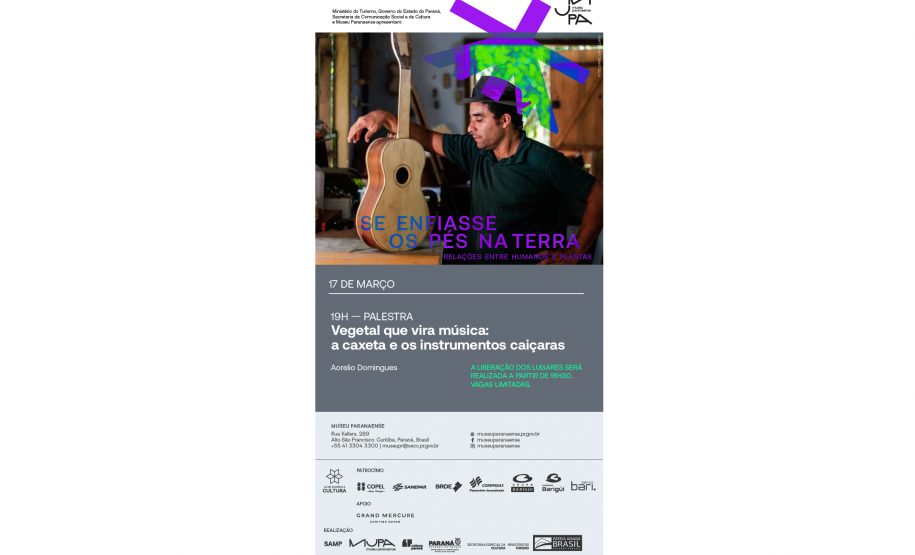 Palestra gratuita com mestre e luthier caiçara no MUPA