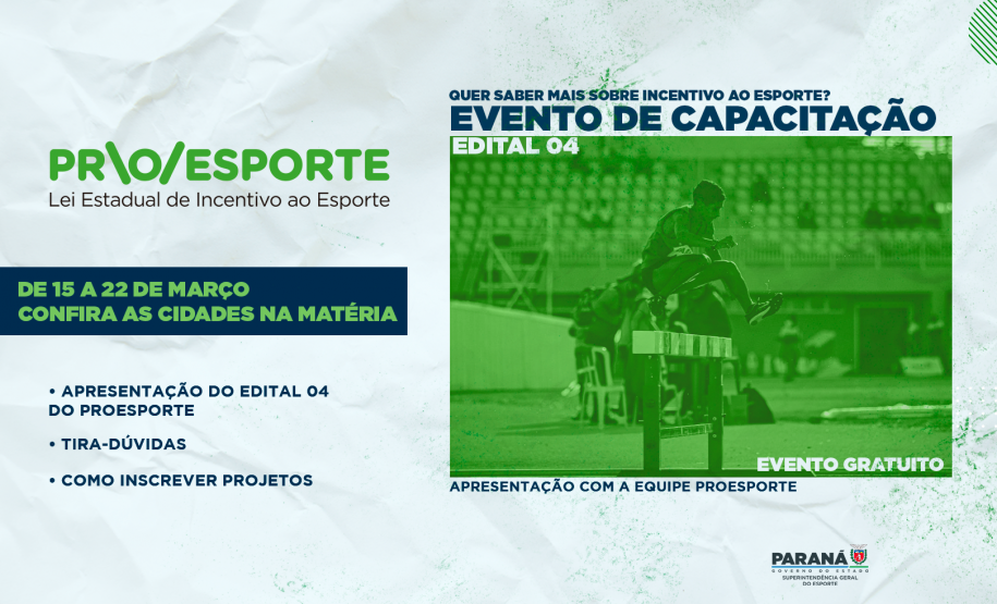 Paraná Esporte realiza eventos de capacitação para inscrição de projetos no Proesporte