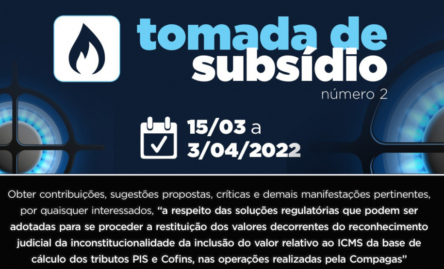 Tomada de subsídio recebe contribuições sobre restituição de tributos aos consumidores de gás canalizado