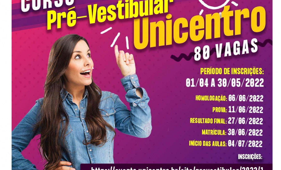 Inscrições abertas para cursinho pré-vestibular Unicentro