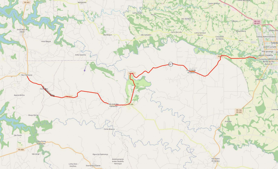 Trecho da PR-317 entre Toledo e Santa Helena recebe reforço na sinalização viária