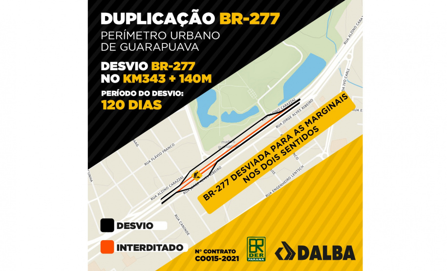 BR-277 terá bloqueio em Guarapuava para obra de nova trincheira