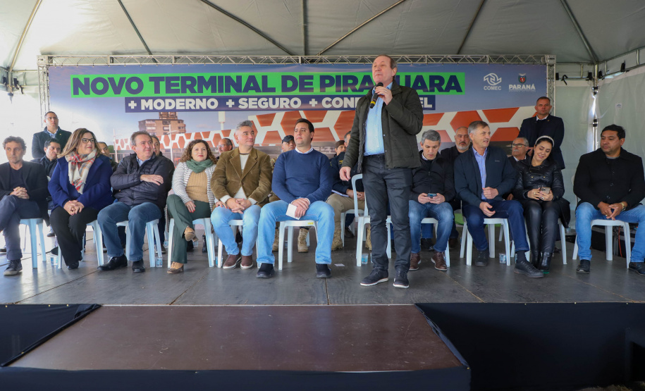Governador Carlos Massa Ratinho Junior Assina Ordem de Serviço para construção do novo Terminal de Ônibus em Piraquara, na Região Metropolitana de Curitiba. Piraquara, 19/05/2022 - Foto: Ari Dias/AEN