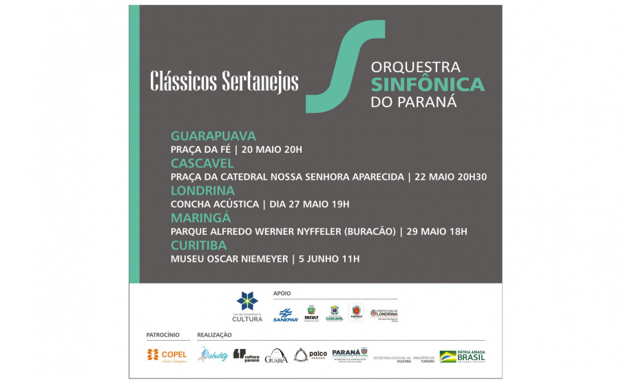Orquestra Sinfônica do Paraná se apresenta em quatro cidades em maio