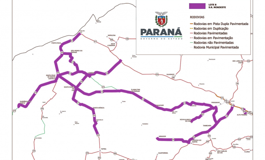 DER/PR homologa licitação para conservar 592,36 km de rodovias da região Noroeste