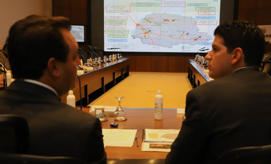 Governador Carlos Massa Ratinho Junior em agenda com Ministro da Infraestrutura Marcelo Sampaio. Foto: Ari Dias/AEN.