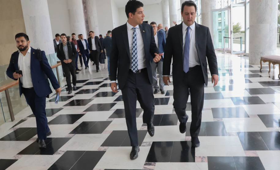 Governador Carlos Massa Ratinho Junior em agenda com Ministro da Infraestrutura Marcelo Sampaio. Foto: Ari Dias/AEN.