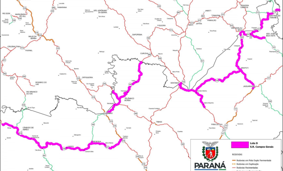 Licitação do DER/PR vai beneficiar 1,2 mi de habitantes dos Campos Gerais e região Central