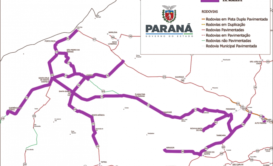Governo realiza obras de conservação da PR-576 no Noroeste do Paraná