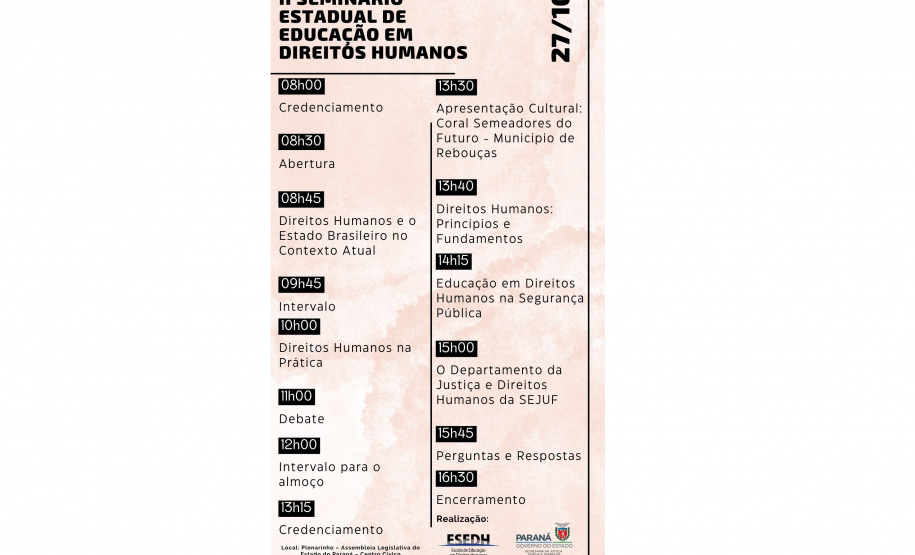 Estado promove seminário sobre educação em Direitos Humanos nesta quinta-feira