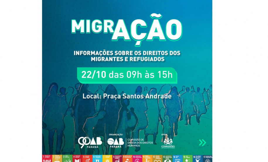 Secretaria de Estado da Justiça, Família e Trabalho vai participar do Projeto MigrAÇÃO, da OAB/PR, na Praça Santos Andrade.