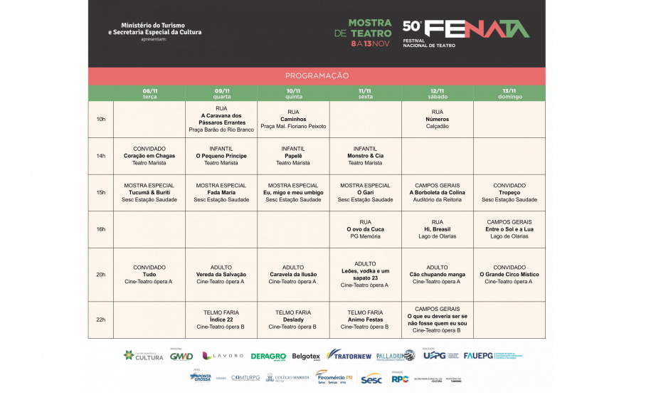 Artistas nacionais estrelam espetáculo de abertura do Fenata 2022