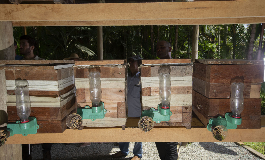 MORRETES (BRASIL), 10/11/2022;  Agricultores de Morretes recebem curso apicultura em uma propriedade com criacção de abelhas, Paraná, Brasil, em 10 de Novembro de 2022. Foto: Hedeson Alves/TECPAR