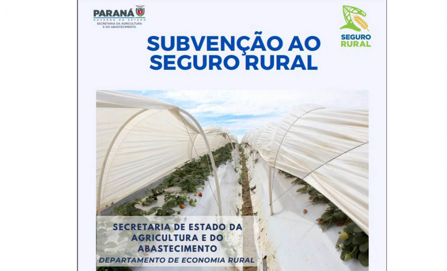 Caderno apresenta números da subvenção ao Seguro Rural no Paraná
