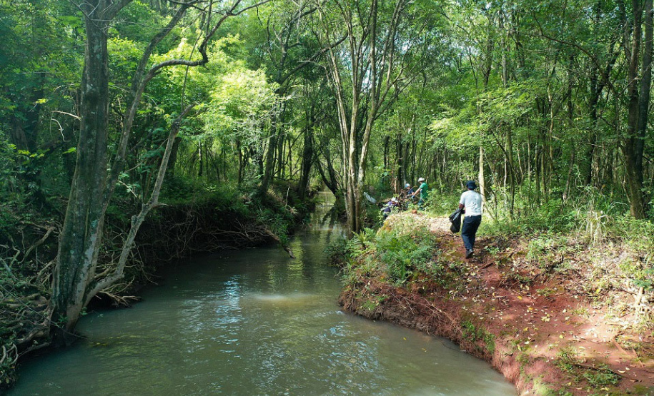 Voluntários limpam e preservam Rio Cascavel