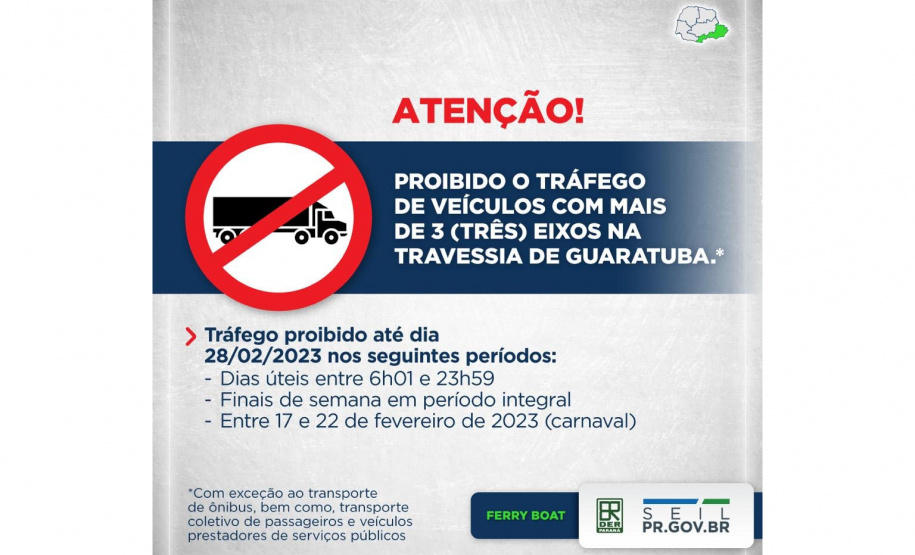 Ferry boat de Guaratuba tem restrição de veículos durante a alta temporada